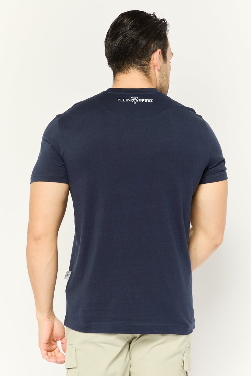 PHILIPP PLEIN Plein Sport Men Sportswear Fit Short Sleeves Outdoor T-Shirt, Navy - Image 4