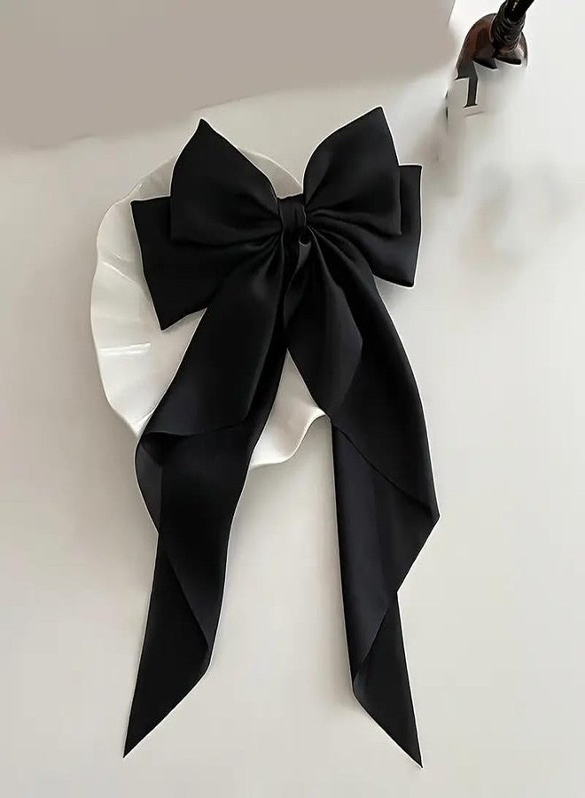 Chictresses® Black Bow - Bow Clips for Women - Hair Clips for Women, Hair Accessories, Hair Clip - Luxury Satin Hair Clips Girls, Cute Hair Accessories for Girls - Image 5