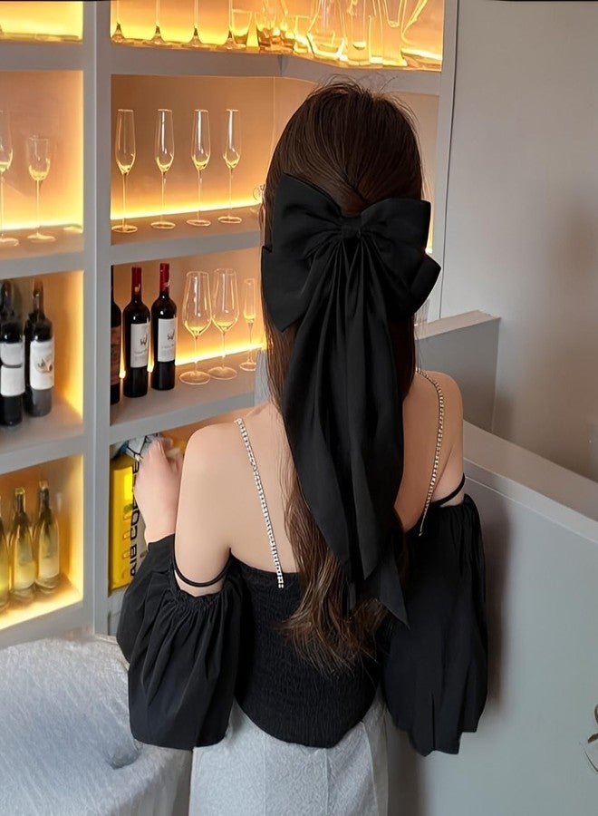 Chictresses® Black Bow - Bow Clips for Women - Hair Clips for Women, Hair Accessories, Hair Clip - Luxury Satin Hair Clips Girls, Cute Hair Accessories for Girls - Image 3