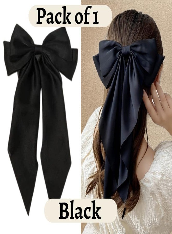 Chictresses® Black Bow - Bow Clips for Women - Hair Clips for Women, Hair Accessories, Hair Clip - Luxury Satin Hair Clips Girls, Cute Hair Accessories for Girls - Image 2