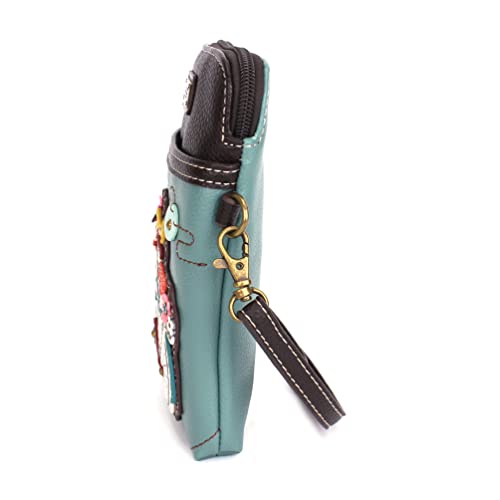 CHALA Adventure Collection Cell Phone Crossbody Purse-Women PU Leather/Canvas Multicolor Handbag with Adjustable Strap - Bicycle - teal - Image 4