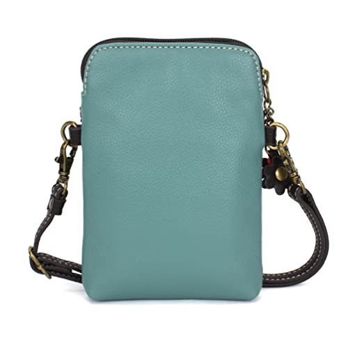 CHALA Adventure Collection Cell Phone Crossbody Purse-Women PU Leather/Canvas Multicolor Handbag with Adjustable Strap - Bicycle - teal - Image 3