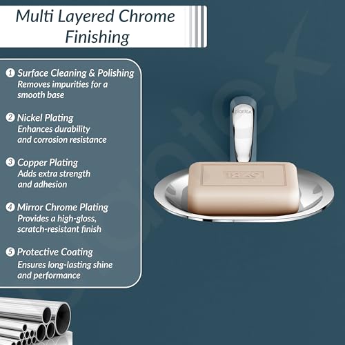 Plantex Rich Brass Unique Soap Holder for Bathroom/Wall Mounted Soap Holder/Soap Stand/Bathroom Accessories - (Chrome) - Image 3