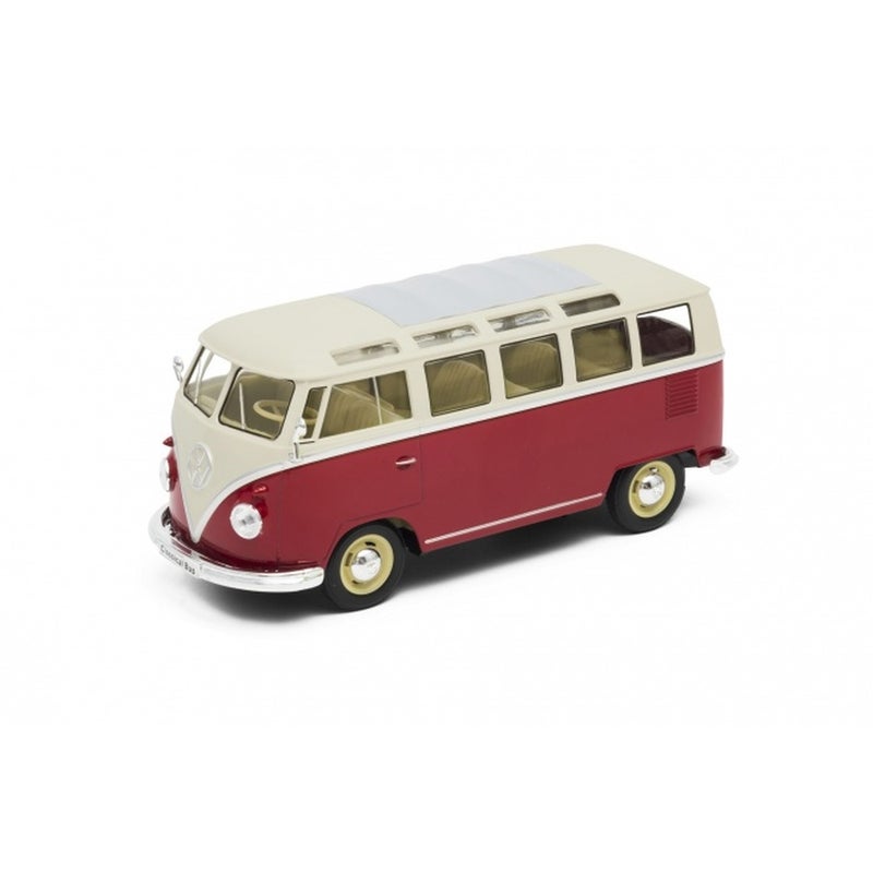 Welly - 1963 Volkswagen T1 Bus 1/24 Red Die Cast Model - 22095W