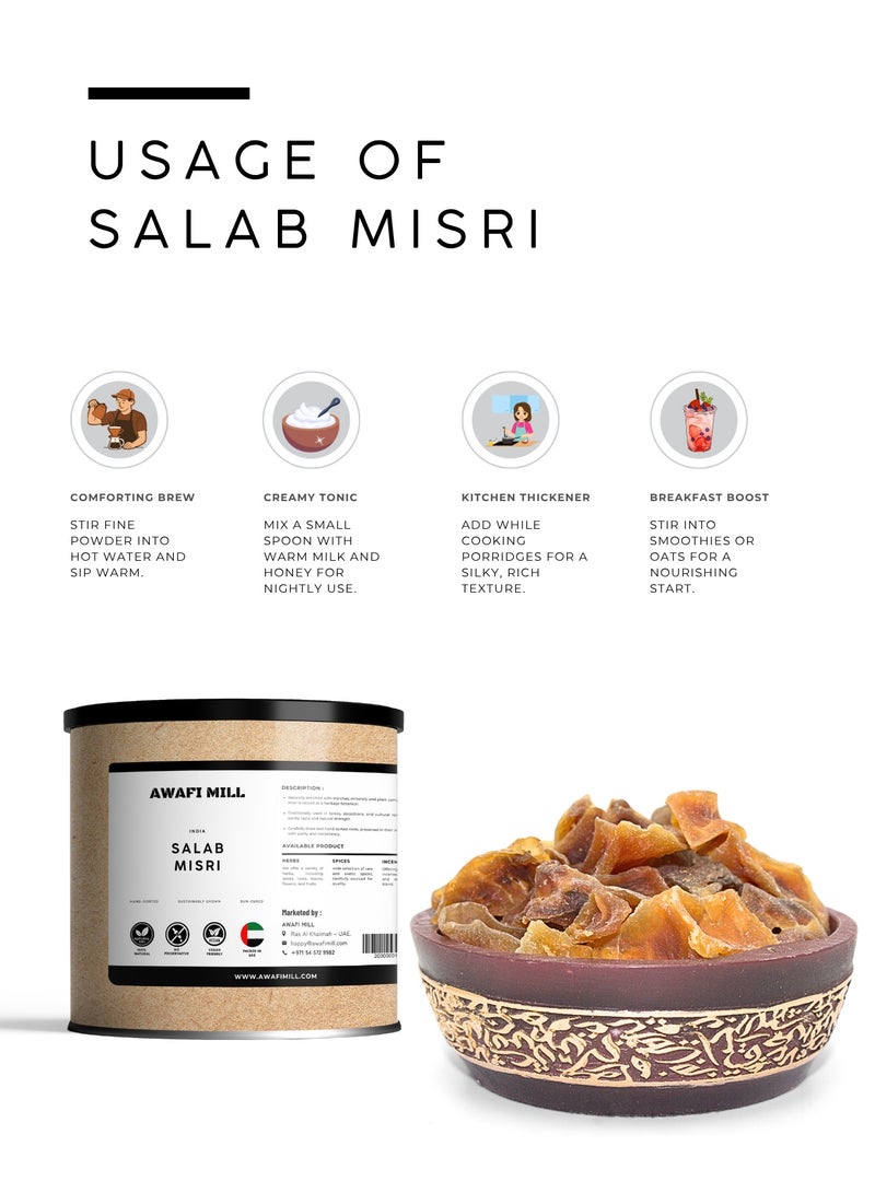 AWAFI MILL Indian Salab Misri (Orchis mascula | Salep Root) | Dried Whole Tubers for Herbal Tea, Powder and Culinary Craft Use - 100 g | 3.5 Oz - Image 3