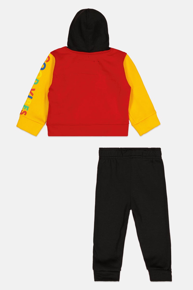 brooklyn Toddlers Boy 2 Piece Hooded Sweatshirt And Jogger Pants, Red  - Image 2