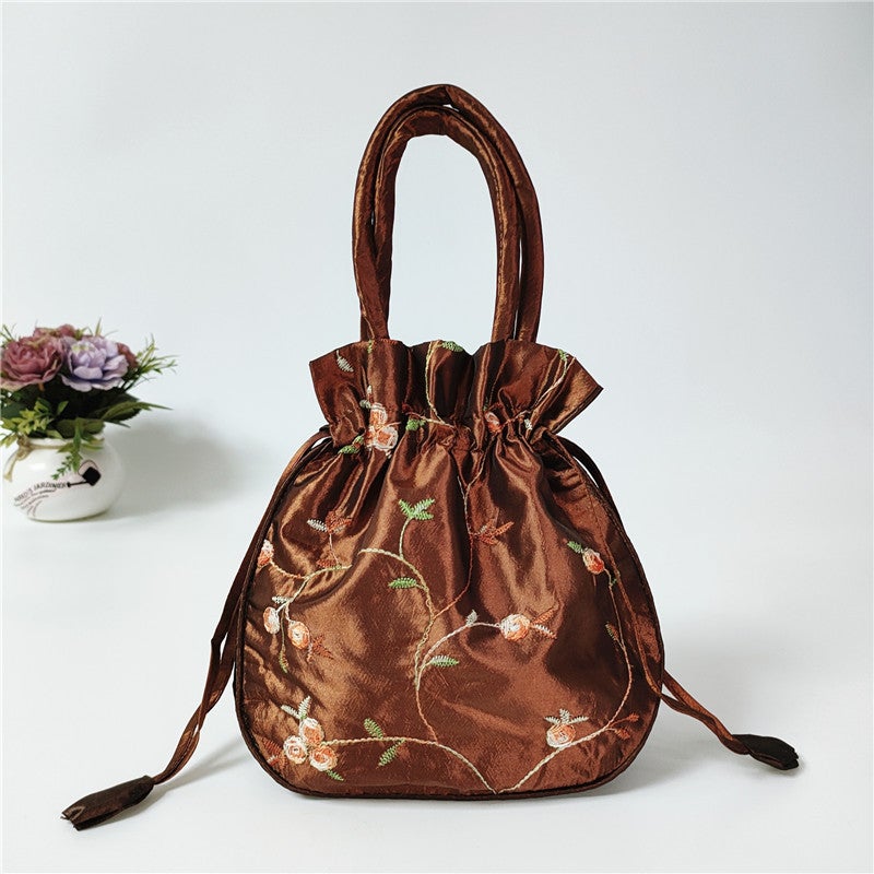 Handbag Women'S Small Bag Clutch Bag Ethnic Style Embroidered Bag Mummy Bag Women'S Bucket Bag Drawstring Hanfu Mobile Phone Bag - Image 1