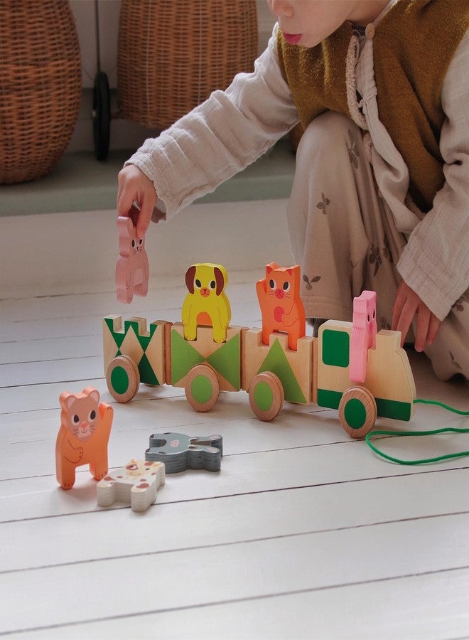 DJECO Farm Animals Wooden Train - Trainimo Farm - Safe for Kids Toys, Cute Toddler Vehicle, Stackable Animals for Imagination, Active Play, Motor Skills - Perfect for Boys & Girls Ages 18+ Months - Image 4