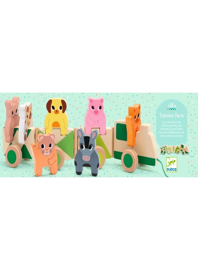 DJECO Farm Animals Wooden Train - Trainimo Farm - Safe for Kids Toys, Cute Toddler Vehicle, Stackable Animals for Imagination, Active Play, Motor Skills - Perfect for Boys & Girls Ages 18+ Months - Image 3