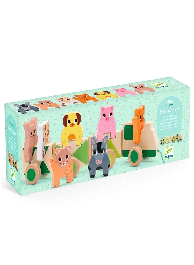 DJECO Farm Animals Wooden Train - Trainimo Farm - Safe for Kids Toys, Cute Toddler Vehicle, Stackable Animals for Imagination, Active Play, Motor Skills - Perfect for Boys & Girls Ages 18+ Months - Image 5