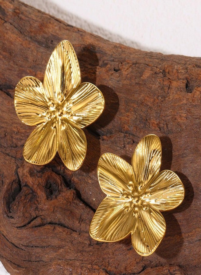 TACBSP Gold Flower Earrings for Women Big Statement Earrings Chunky Gold Daisy Earrings Large Flower Stud Earrings Summer Spring Jewelry (B) - Image 4