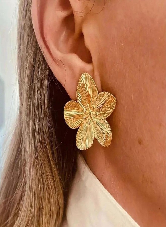 TACBSP Gold Flower Earrings for Women Big Statement Earrings Chunky Gold Daisy Earrings Large Flower Stud Earrings Summer Spring Jewelry (B) - Image 5