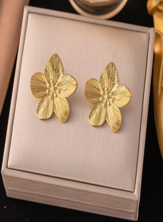 TACBSP Gold Flower Earrings for Women Big Statement Earrings Chunky Gold Daisy Earrings Large Flower Stud Earrings Summer Spring Jewelry (B) - Image 2