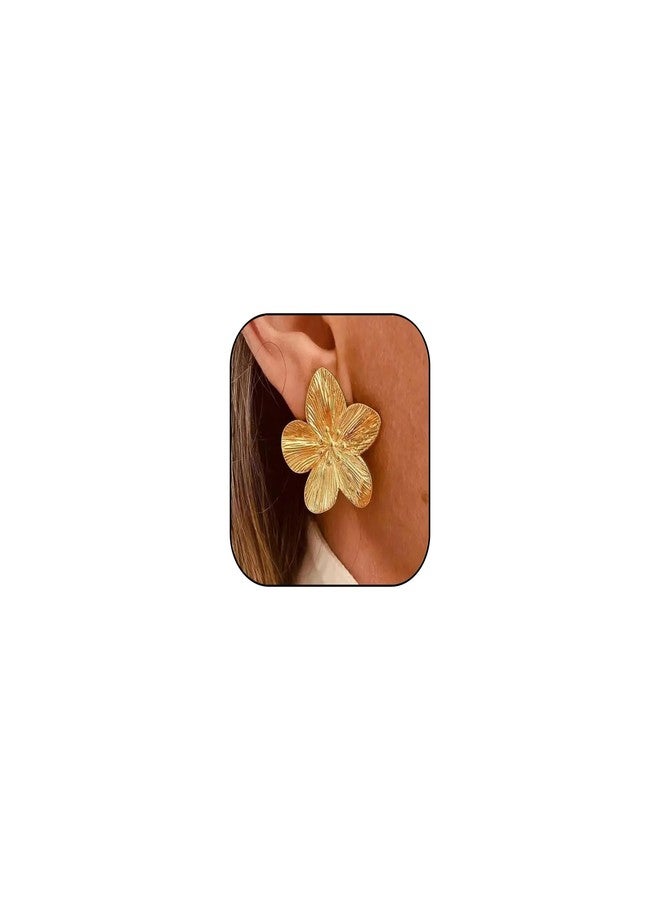 TACBSP Gold Flower Earrings for Women Big Statement Earrings Chunky Gold Daisy Earrings Large Flower Stud Earrings Summer Spring Jewelry (B) - Image 1