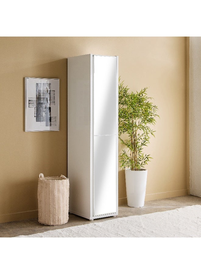 Home Box White 1-Door Wardrobe with Mirror - Image 1