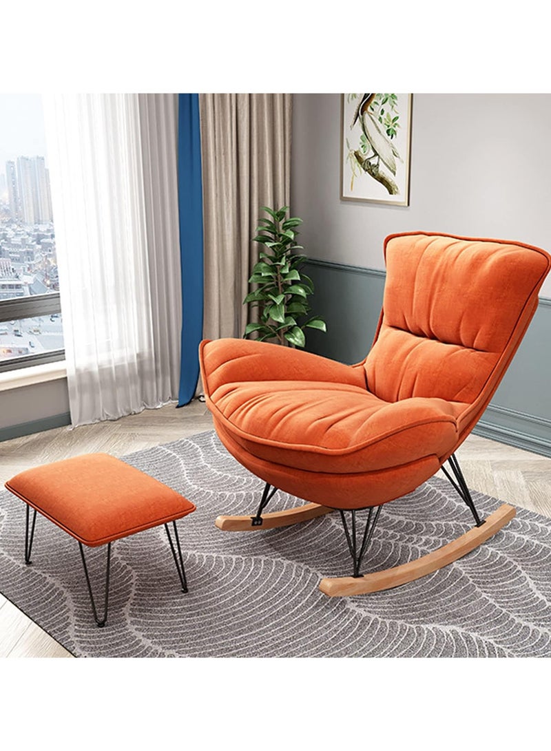 أريكة هزازة مع مسند للقدمين، كرسي هزاز عصري، أريكة كسولة مبطنة، أريكة كسولة لغرفة النوم، غرفة الأطفال، الشرفة (برتقالي) - Image 1