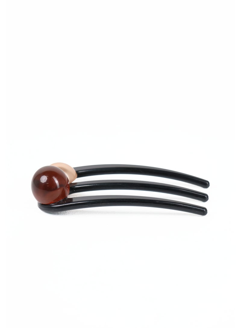 ZAAS Amber and Champagne Dual Bead Hair Comb Fork - Image 2