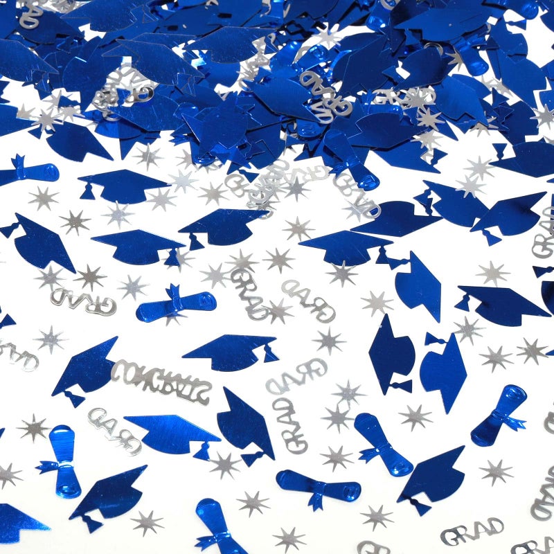 KALOR Silver and Blue Graduation Confetti 2026, 1000 Pcs Class of 2026 Table Centerpiece Grad Confetti for 2026 Graduation Party Decorations Supplies - Image 1