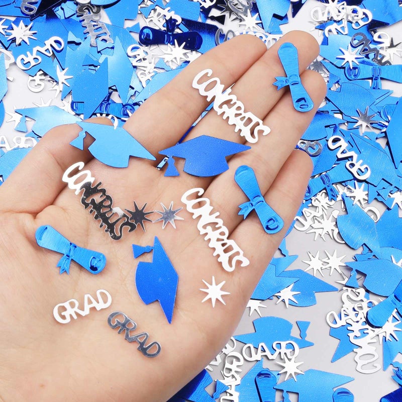 KALOR Silver and Blue Graduation Confetti 2026, 1000 Pcs Class of 2026 Table Centerpiece Grad Confetti for 2026 Graduation Party Decorations Supplies - Image 3