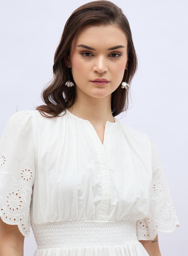 Styli Eyelet Tiered Dress  - Image 4