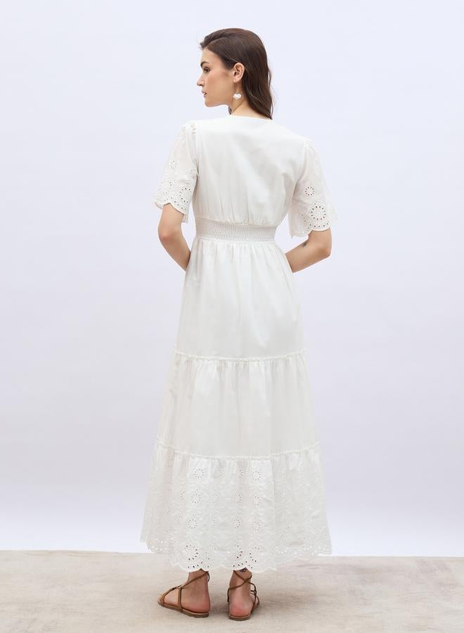 Styli Eyelet Tiered Dress  - Image 5