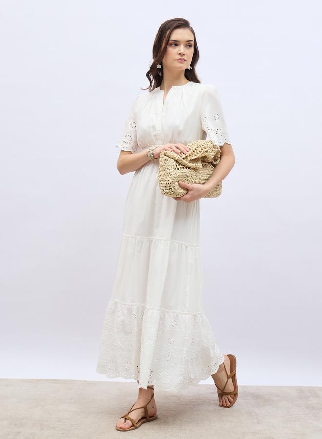 Styli Eyelet Tiered Dress  - Image 1