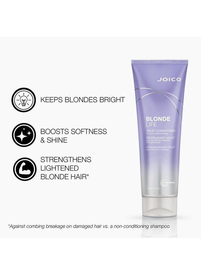 JOICO Blonde Life Violet Conditioner ; For Cool & Bright Blonde Hair ; Neutralize Brassy Tones ; Banish Yellow Tones ; Boost Shine ; Sulfate Free ; With Monoi & Tamanu Oil ; 8.5 Fl Oz  - Image 3