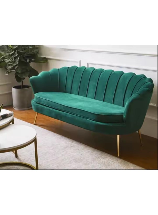 Poppins Home Modern Royal Velvet Petal Sofa Set â€“ Luxury 2-Seater or 3-Seater Couch for Living Room, Home, or Office Comfort (Green, 3-Seater)  - Image 1
