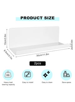 2 Pcs Acrylic Floating Shelves, 30*9.5CM Self Adhesive Acrylic Bathroom Floating Shelves, No Drill Display Shelf, Easily Expand Wall Space Acrylic Adhesive Shelves for Bathroom, Bedroom, Living Room - pzsku/ZDBCA188B0D447165BF8BZ/45/_/1737461286/f6c4aba1-92a1-4c63-9081-b5142692b39a