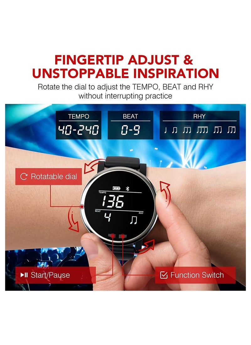 SYOSI Smart for Metronome Watch Wearable Digital Music Tool with Vibration Light Sound Tempo Beat Rhythm Adjustable Dial for Multiple Instruments Piano Guitar Drums Ukulele Bass Violin Saxophone  - Image 2