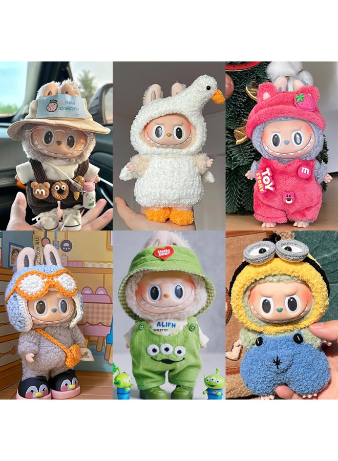 # [Clothes Only] Baby Clothes Suitable For 17cm Pendant Labubu Vinyl Doll Clothes Replacement-Specification:Only Clothes Suitable For Pendantlabubu Wear Are Sold-Color:17cmlis Strawberry Dress + Headwear (no Doll  - Image 4