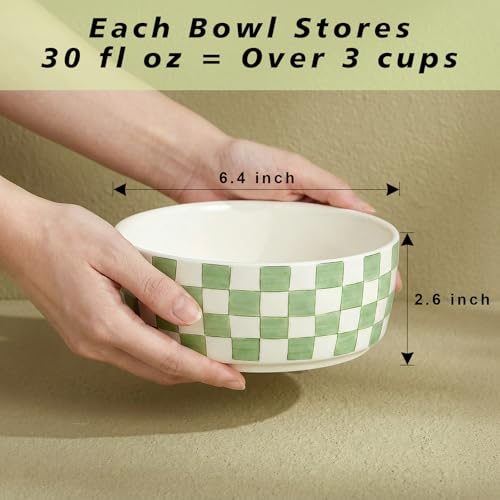 Howise 6.4 inch Ceramic Hand Painted Basic Dog Bowl Set of 2 with Anti-Skid Rubber Base, Food and Water Bowls for Small Pets Green - Image 2