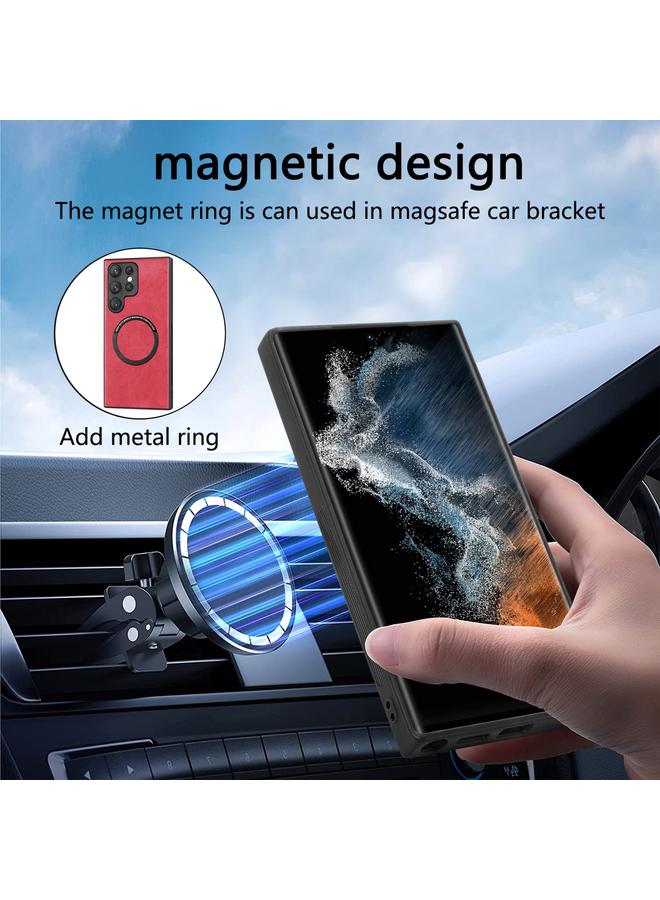 S-TOP Case For Samsung Galaxy S23 Ultra 5G Solid Color Magsafe Leather Phone Case - Image 4