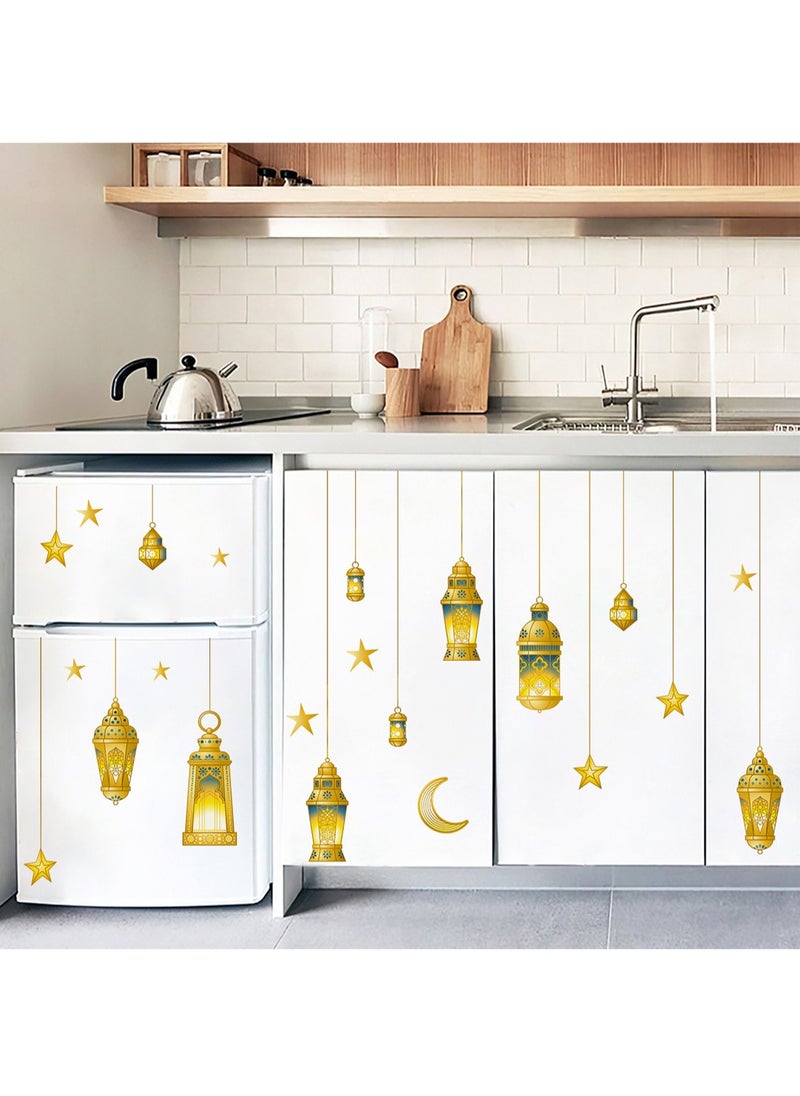 LOOPITYS Ramadan Wall Decor Stickers, Islamic Muslim Lantern Wall Stickers Eid Mubarak Ramadan Decor Moon Star Window Decal Ramadan Decorations for Home Living Room Bedroom Decorations Wallpaper  - Image 5