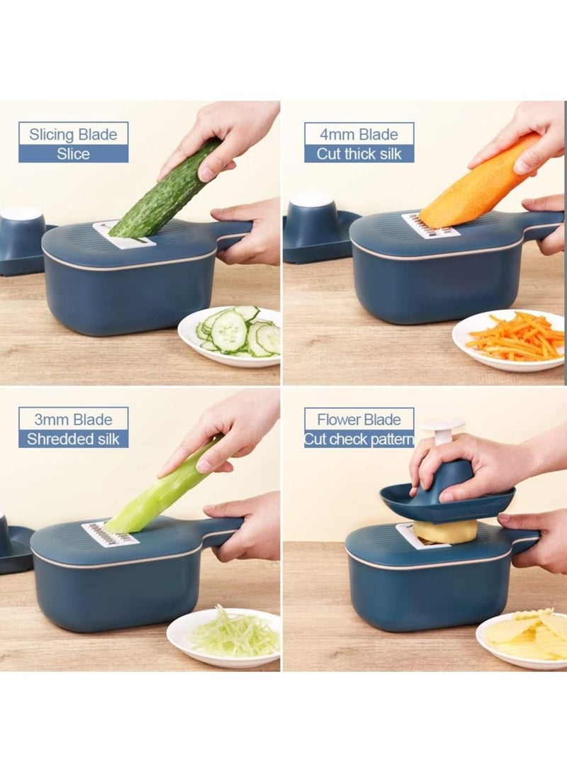 Vegetable Slicer, Multipurpose Slicer Vegetable Dicer Food Chopper With 4 Replaceable Blades and Container Steelless Vegetable Slicer For Carrot Potato Vegetables
