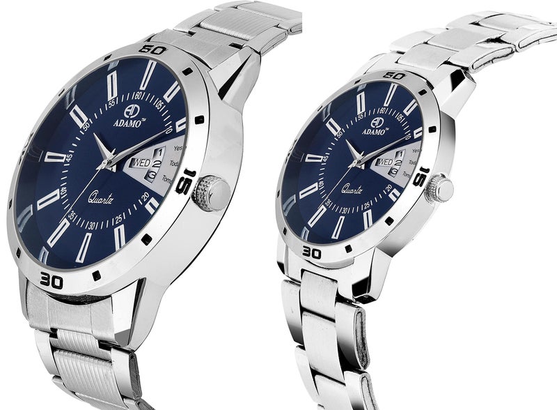ADAMO Analogue Blue Dial Couple's Watch - 813-814Sm05 - Image 2