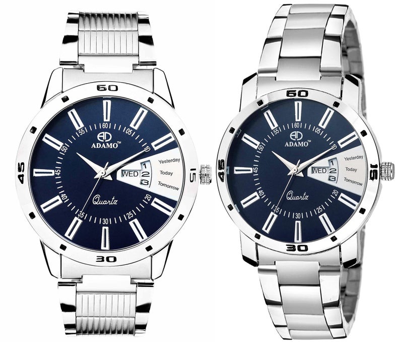 ADAMO Analogue Blue Dial Couple's Watch - 813-814Sm05 - Image 1