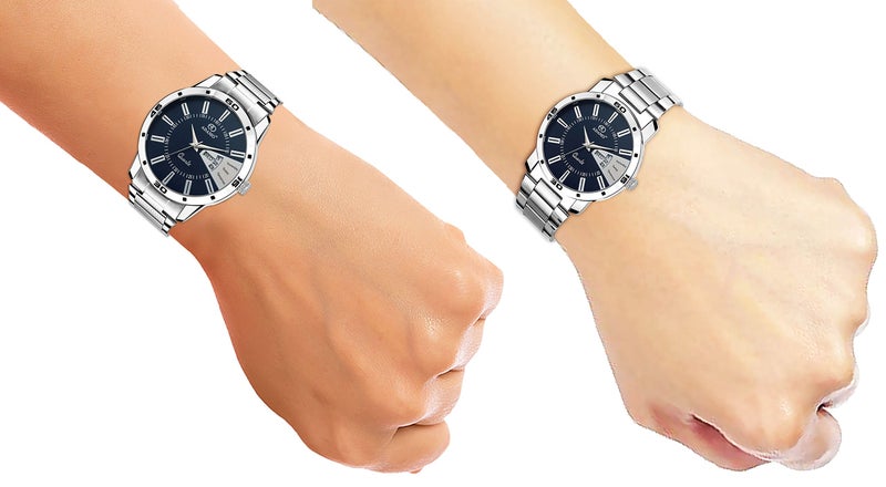 ADAMO Analogue Blue Dial Couple's Watch - 813-814Sm05 - Image 5