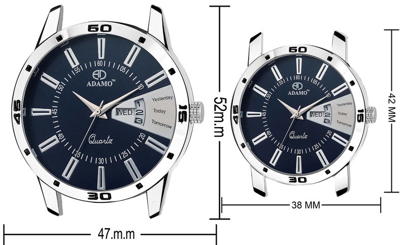 ADAMO Analogue Blue Dial Couple's Watch - 813-814Sm05 - Image 3