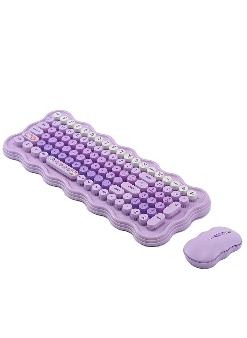 Generic - Mechanical Wireless Keyboard and Mouse Combo – 98 Round Keys 2.4GHz Wireless Connection | Compatible with Windows, Mac, Android | Ergonomic Design for Gaming & Office | Fashionable Retro Look | Mechanical Capacitive Keys | USB Interface | Comfortable & Precise Typing Experience - Image 1