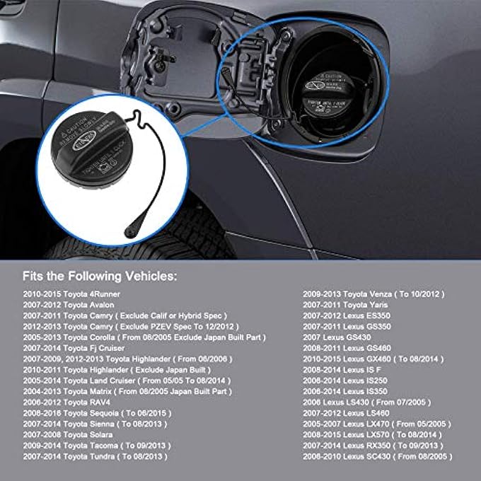 rayihni Fuel Tank Cap Gas Cap Cover Compatible with Toyota Lexus  4Runner Avalon Camry Corolla Highlander Matrix RAV4 Tacoma ES350 GS350 GS460 20052015 Accessories Replaces 7730006040 - Image 4