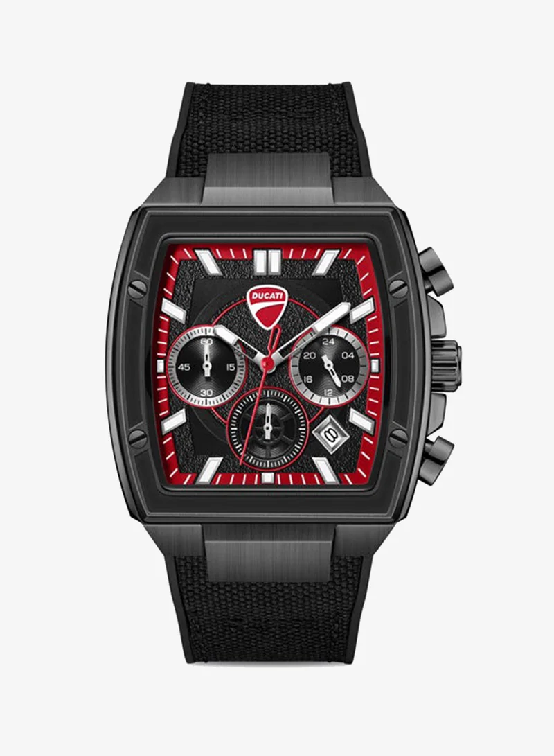 دوكاتي Force Black Dial, Silicone-Nylon Strap, Chronograph Watch for Men, 42mm