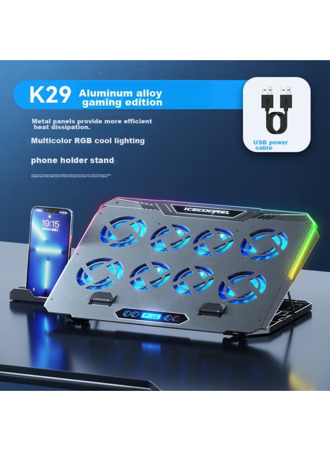 ICE COOREL Kuorui Bingzun K29 Laptop Cooling Pad, Computer Stand, Gaming Laptop Cooling Base, Tablet Cooling Fan With Adjustable Speed And Rgb Lights, Suitable For Lenovo, Alienware, And Lenovo Legion - Image 2