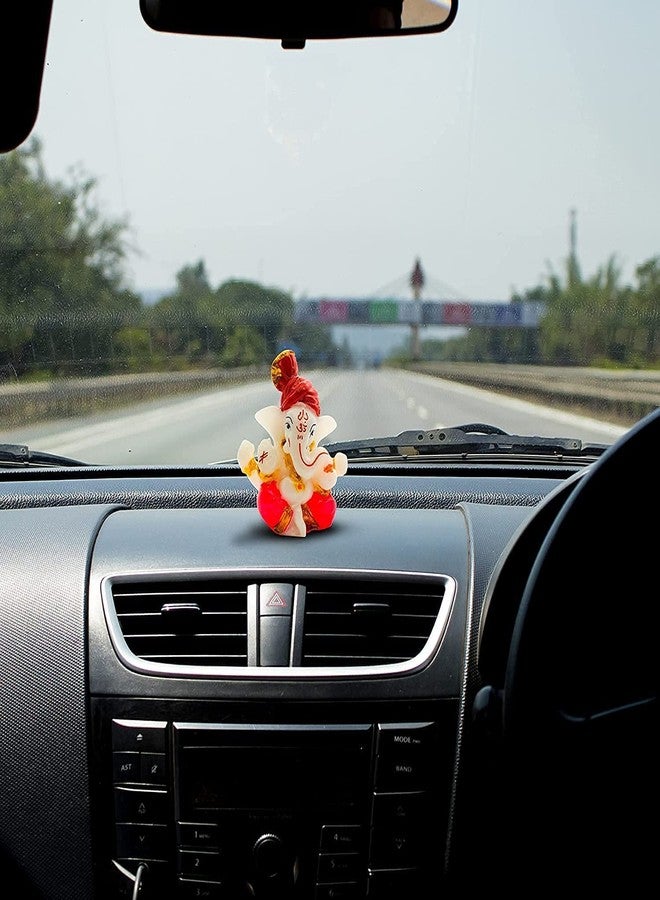 Bhikham Creation Pagdi Lord Ganesha Idol for Home & Office Décor | Ganesh Chaturthi Special Ganesh Ji Murti Showpiece for Living Room, Car Dashboard | Diwali & Return Gift (2.3 x 2.3 Inch, Multicolour) - Image 3