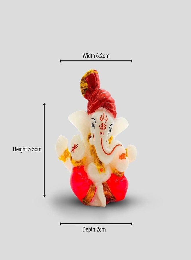 Bhikham Creation Pagdi Lord Ganesha Idol for Home & Office Décor | Ganesh Chaturthi Special Ganesh Ji Murti Showpiece for Living Room, Car Dashboard | Diwali & Return Gift (2.3 x 2.3 Inch, Multicolour) - Image 4