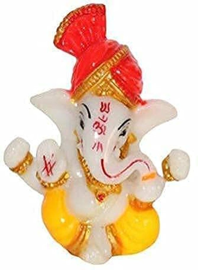 Bhikham Creation Pagdi Lord Ganesha Idol for Home & Office Décor | Ganesh Chaturthi Special Ganesh Ji Murti Showpiece for Living Room, Car Dashboard | Diwali & Return Gift (2.3 x 2.3 Inch, Multicolour) - Image 5
