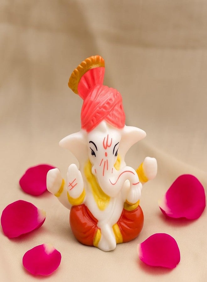 Bhikham Creation Pagdi Lord Ganesha Idol for Home & Office Décor | Ganesh Chaturthi Special Ganesh Ji Murti Showpiece for Living Room, Car Dashboard | Diwali & Return Gift (2.3 x 2.3 Inch, Multicolour) - Image 1
