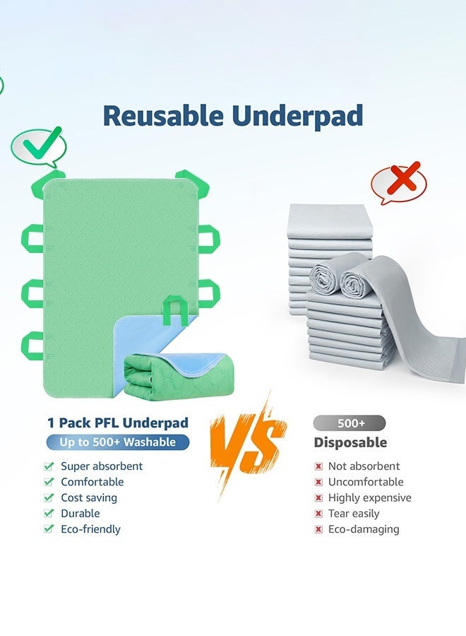 والالا وسائد سرير قابلة للغسل لسلس البول: وسائد سفلية قابلة لإعادة الاستخدام مع 8 مقابض قوية، وسائد سرير مقاومة للماء لكبار السن والبالغين وطريحي الفراش والمستشفيات، 86 × 132 سم - Image 5