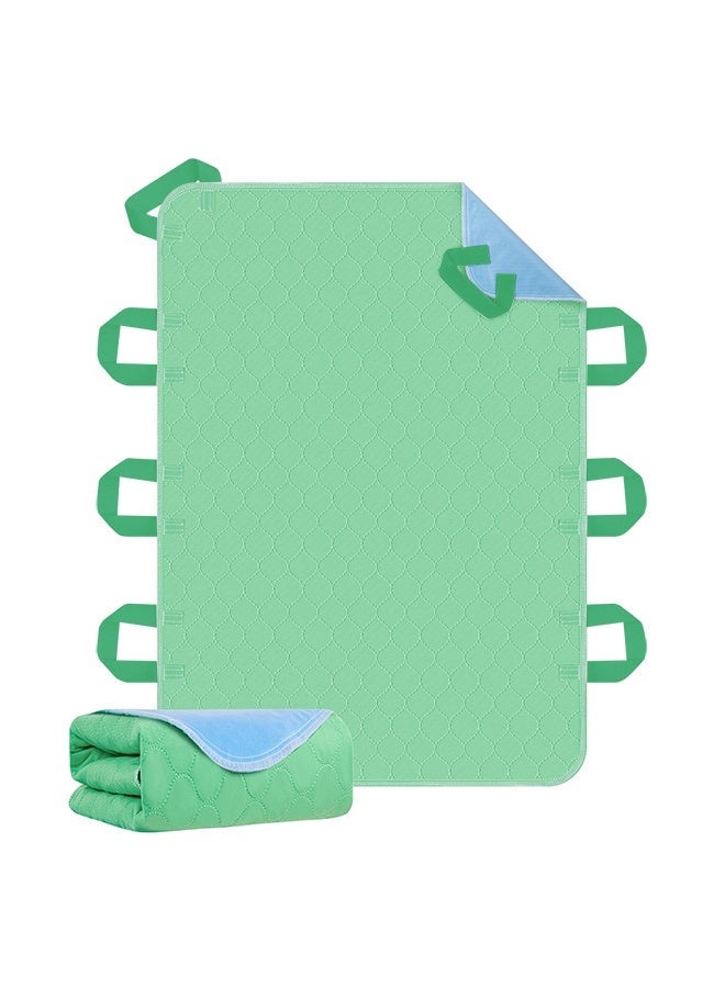 والالا وسائد سرير قابلة للغسل لسلس البول: وسائد سفلية قابلة لإعادة الاستخدام مع 8 مقابض قوية، وسائد سرير مقاومة للماء لكبار السن والبالغين وطريحي الفراش والمستشفيات، 86 × 132 سم - Image 1