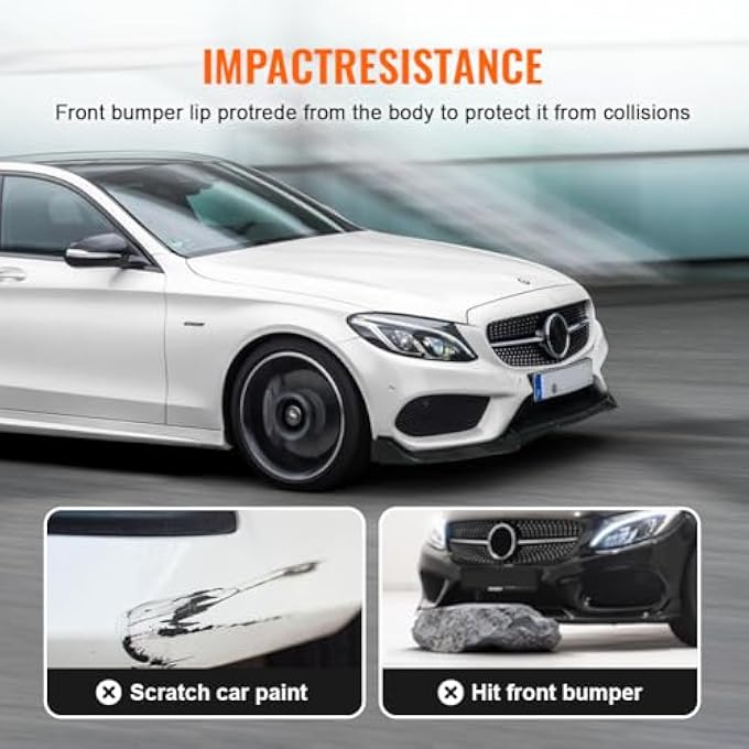 GZYF ABS Auto Front Bumper Lip Cover Trim Compatible with 2015-2018 Mercedes Benz C-Class W205 Sport DP Style, Carbon Fiber Look - Image 3